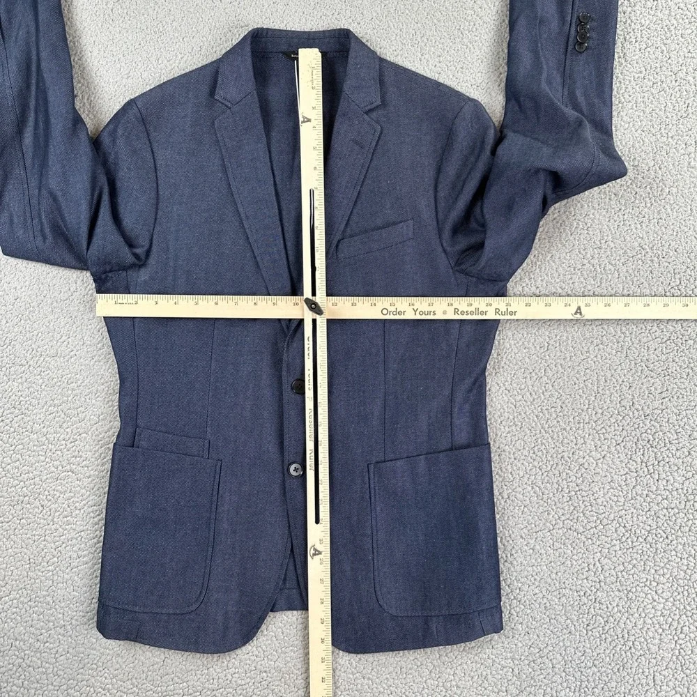 Banana Republic Blazer 40R Blue Slim Fit Wool Linen Unstructured Stretch